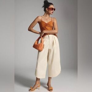 Anthropologie  Mare Mare Curved-Hem Chino Pants in Light Sand S NWT